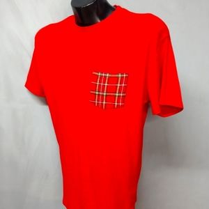 Red shirt flannel pocket